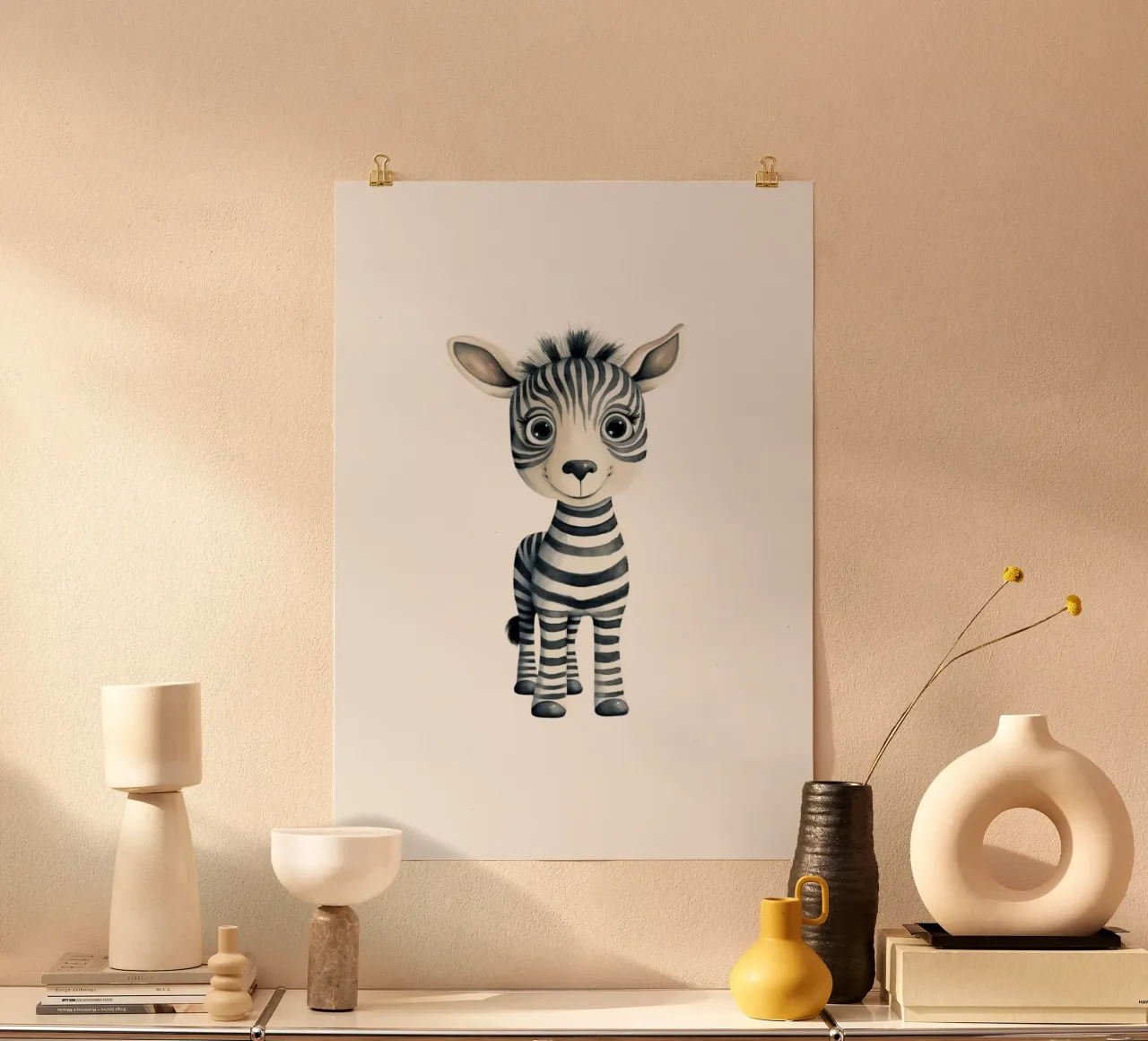Stampa d'arte ad acquerello di una simpatica zebra per bambini - Cameretta e stanza dei bambini poster da ClubArt