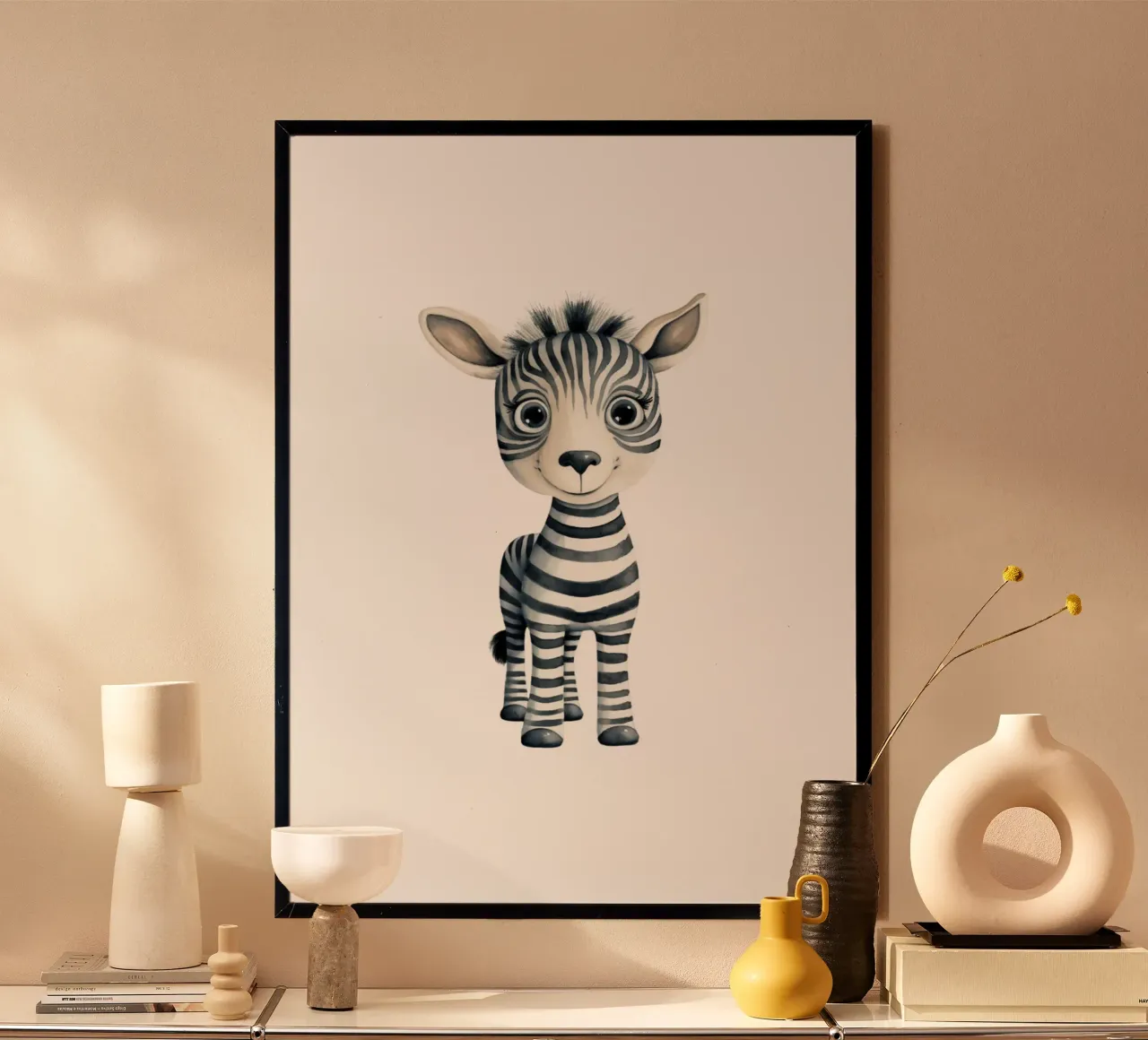 Stampa d'arte ad acquerello di una simpatica zebra per bambini - Cameretta e stanza dei bambini poster da ClubArt
