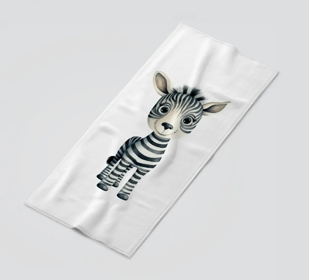Stampa d'arte ad acquerello di una simpatica zebra per bambini - Cameretta e stanza dei bambini telo mare da ClubArt