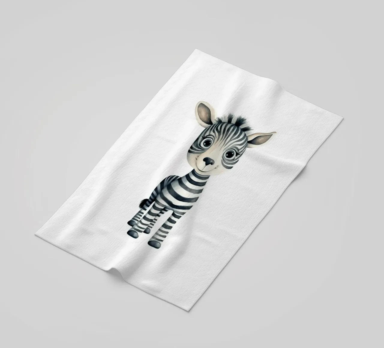 Stampa d'arte ad acquerello di una simpatica zebra per bambini - Cameretta e stanza dei bambini telo mare da ClubArt