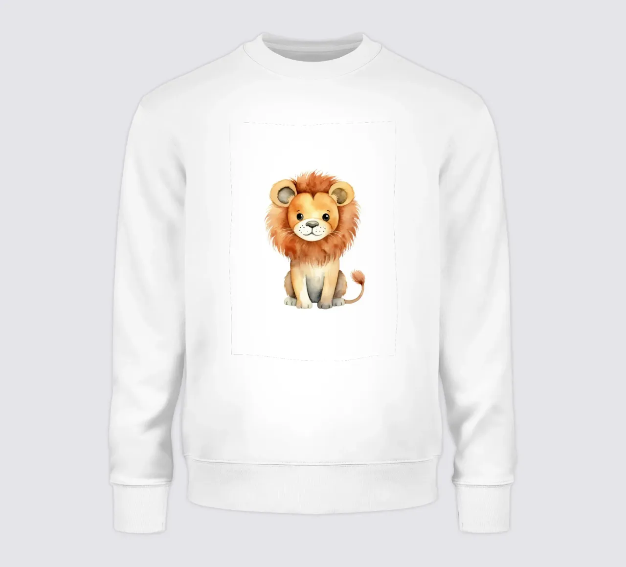 Fluffy Baby Lion Watercolor Art Print - Nursery & Kids Room sweatshirt by ClubArt