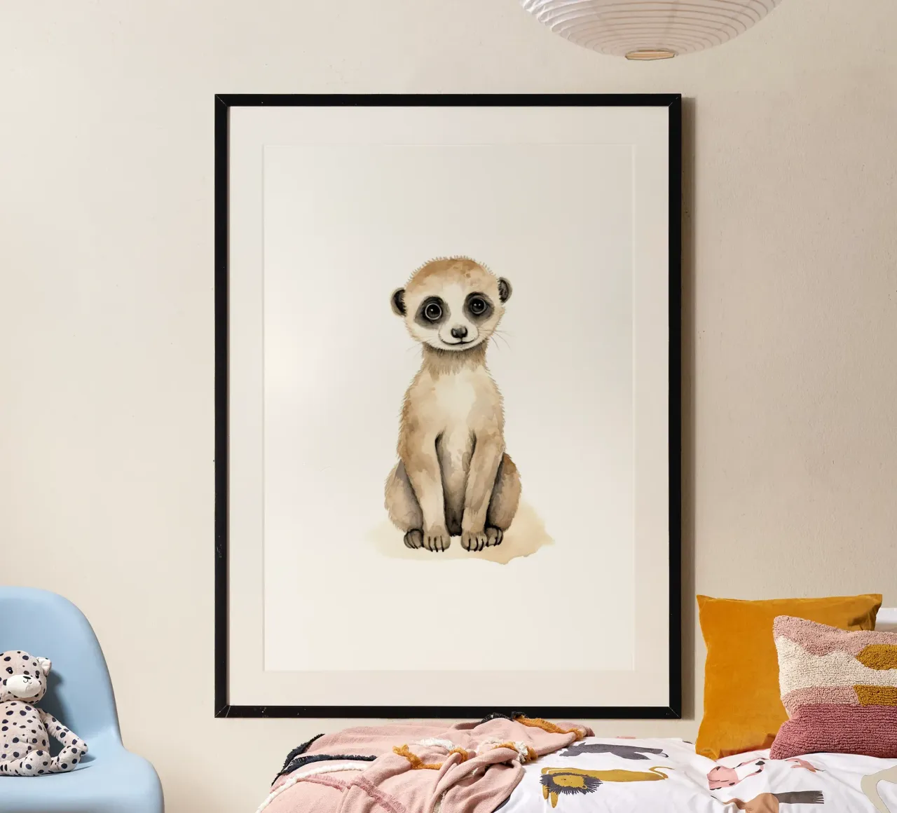 Stampa acquerellata di un simpatico suricato - Cameretta Safari e cameretta dei bambini poster da ClubArt