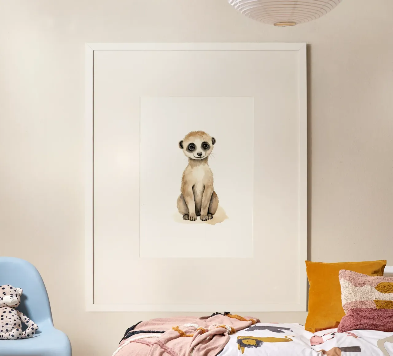Stampa acquerellata di un simpatico suricato - Cameretta Safari e cameretta dei bambini poster da ClubArt