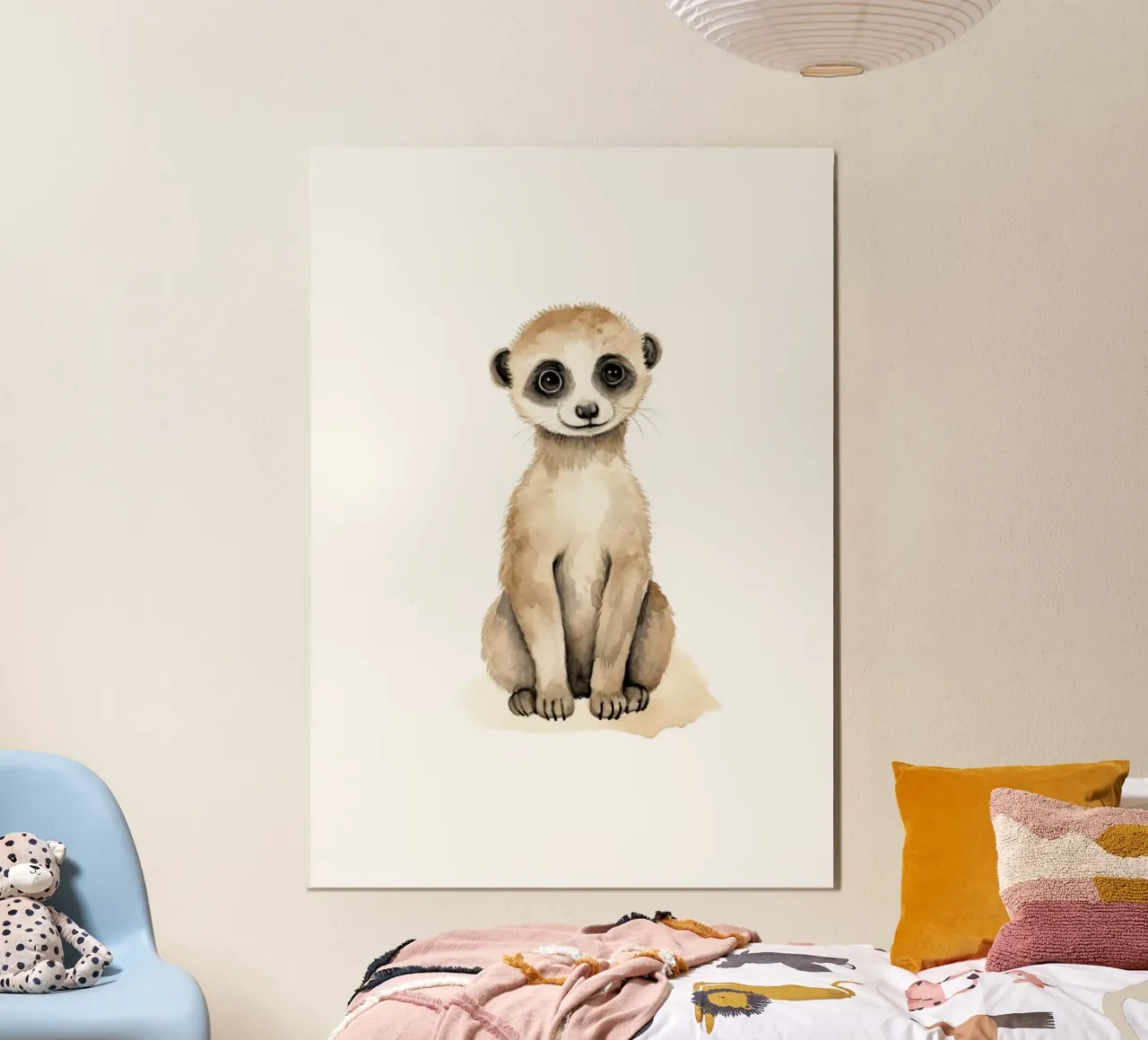 Stampa acquerellata di un simpatico suricato - Cameretta Safari e cameretta dei bambini poster da ClubArt