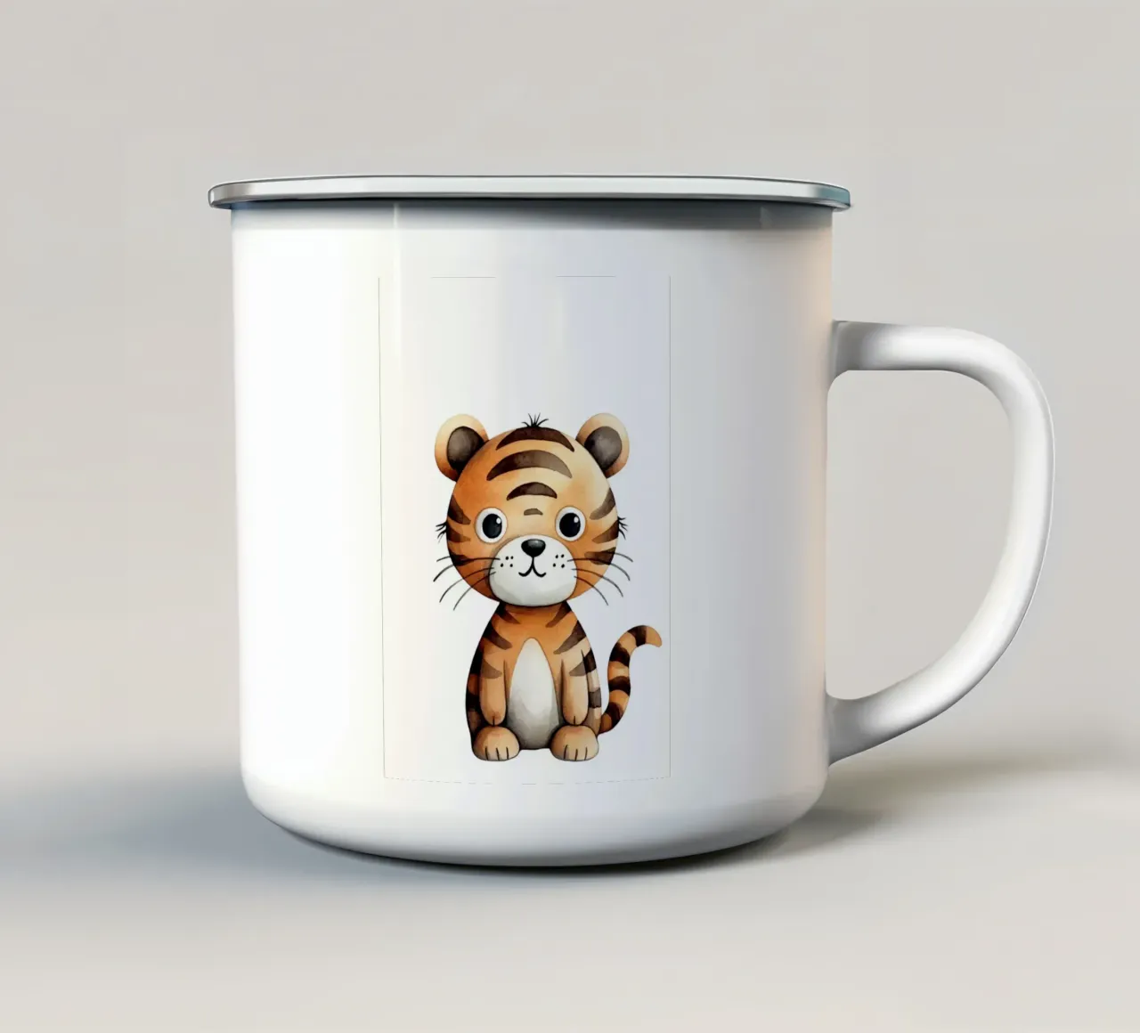 Stampa d'arte acquerellata di una simpatica tigre - Cameretta e stanza dei bambini tazza in smalto da ClubArt