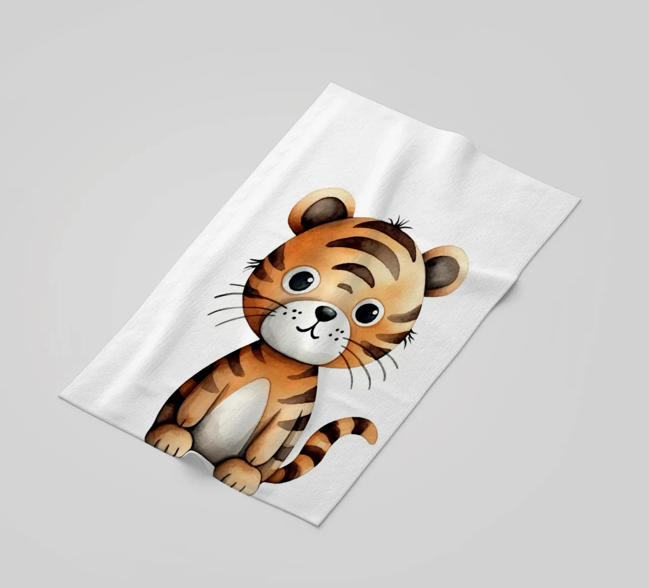 Stampa d'arte acquerellata di una simpatica tigre - Cameretta e stanza dei bambini telo mare da ClubArt