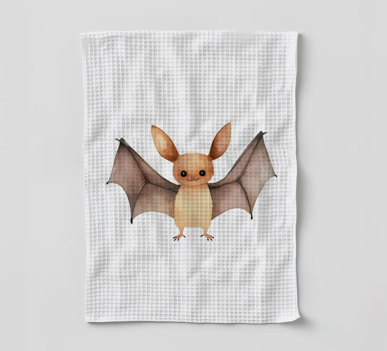 Stampa acquerellata di un simpatico pipistrello - Arte vivaistica spettrale e kawaii canovaccio da cucina da ClubArt