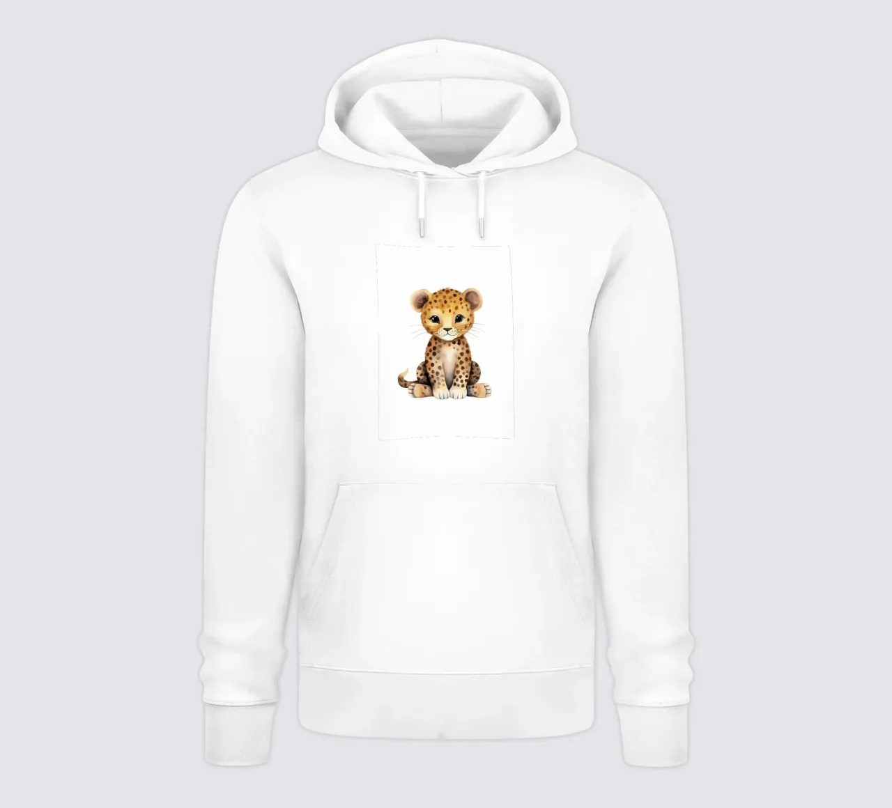 Stampa d'arte acquerellata di un simpatico leopardo - Safari Nursery Deco felpa con cappuccio da ClubArt