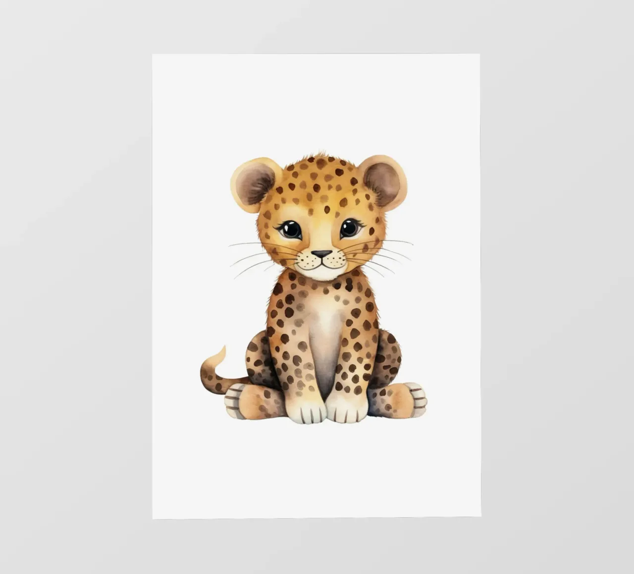 Stampa d'arte acquerellata di un simpatico leopardo - Safari Nursery Deco pellicola backlit da ClubArt