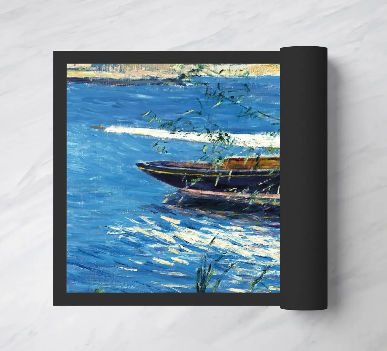 La barca di Claude Monet ormeggiata sulla Senna ad Argenteuil zerbino da Monet Art Prints