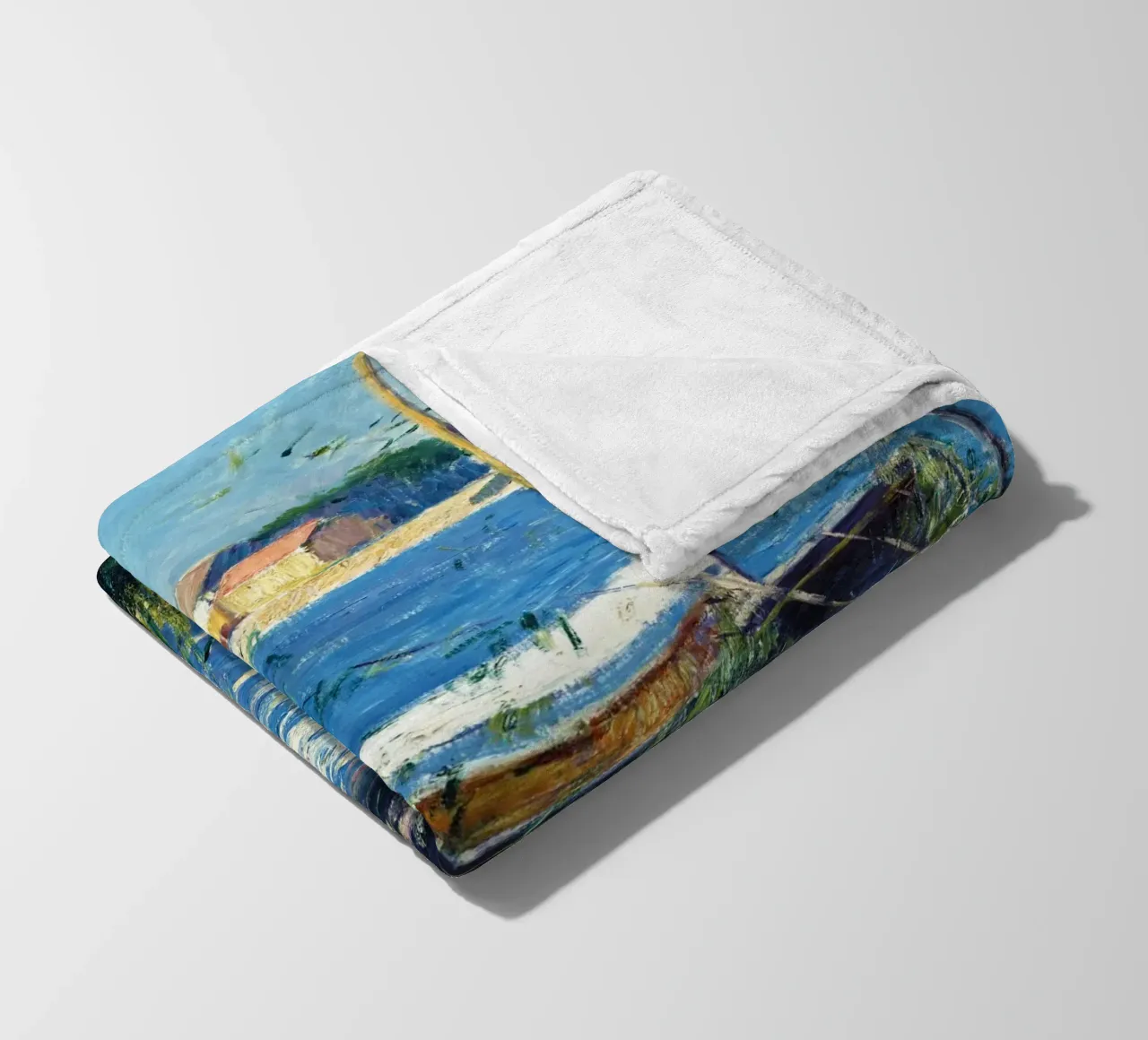 La barca di Claude Monet ormeggiata sulla Senna ad Argenteuil coperta in pile da Monet Art Prints