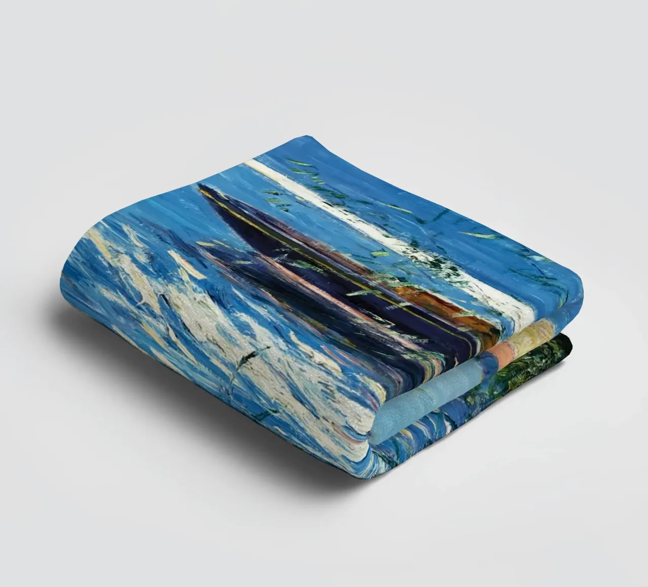 La barca di Claude Monet ormeggiata sulla Senna ad Argenteuil asciugamano da bagno da Monet Art Prints