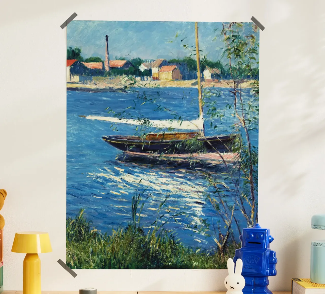 Le bateau de Claude Monet amarré sur la Seine à Argenteuil poster avec cadre en plastique de Monet Art Prints
