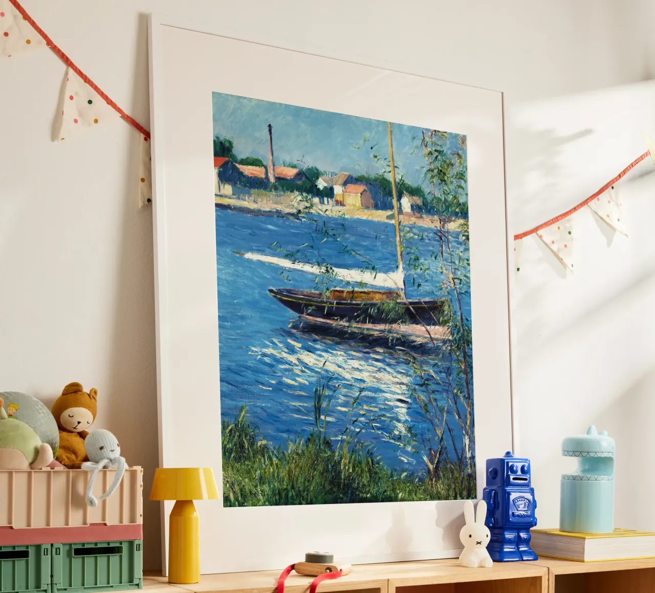 Le bateau de Claude Monet amarré sur la Seine à Argenteuil poster avec cadre en plastique de Monet Art Prints