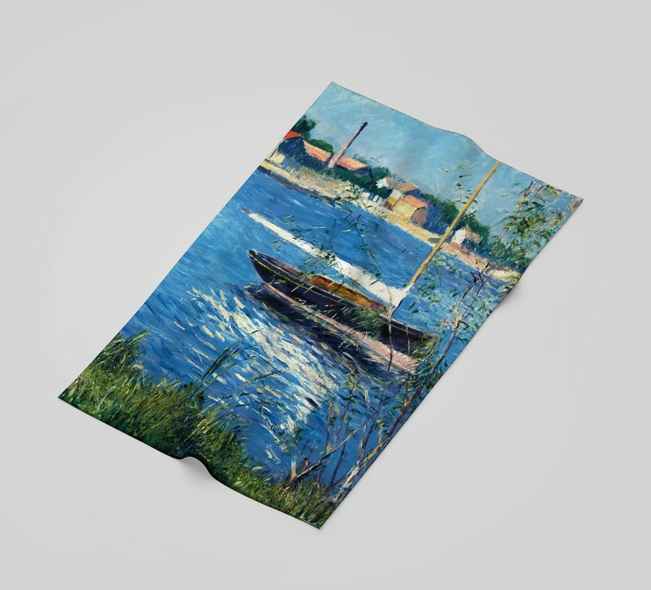 La barca di Claude Monet ormeggiata sulla Senna ad Argenteuil telo mare da Monet Art Prints