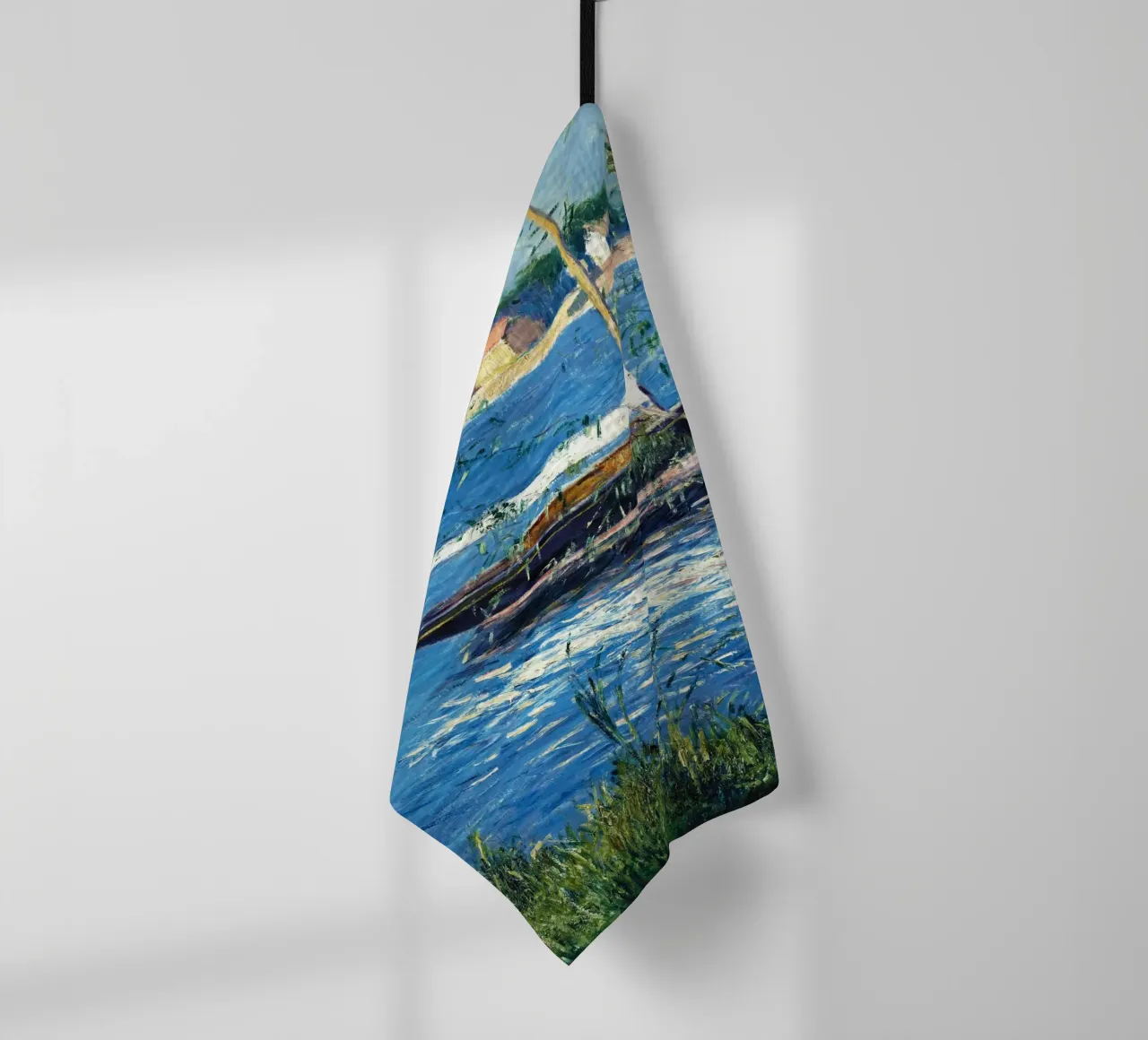 La barca di Claude Monet ormeggiata sulla Senna ad Argenteuil canovaccio da cucina da Monet Art Prints