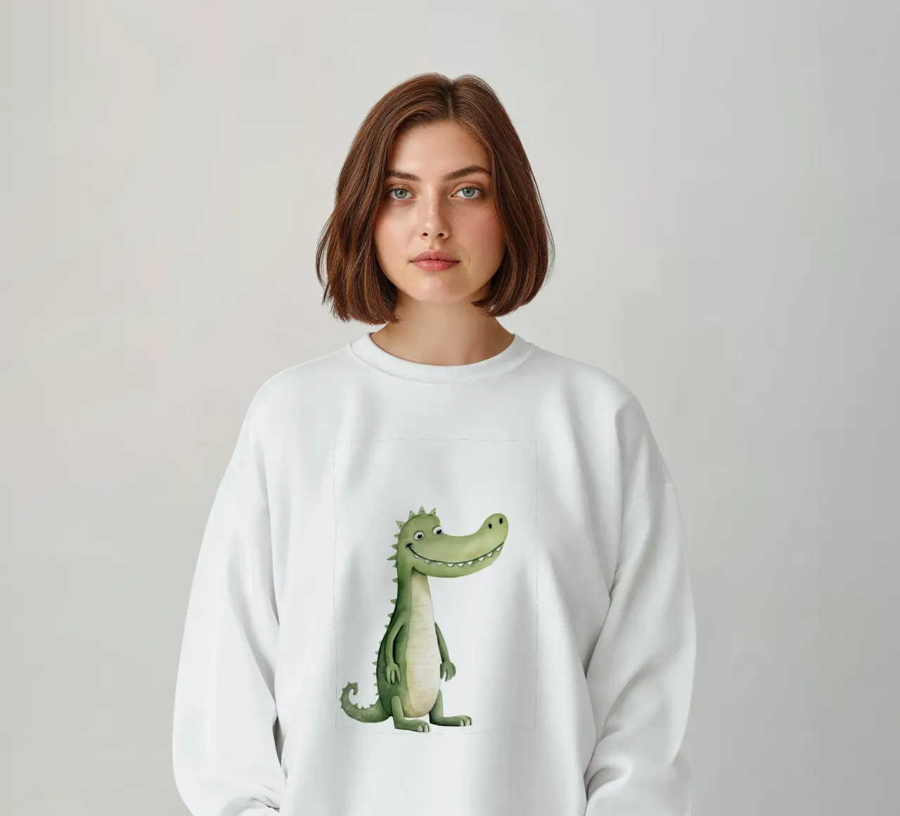 Smiling Alligator Watercolor Art Print - Whimsical Kids Deco sweatshirt by ClubArt