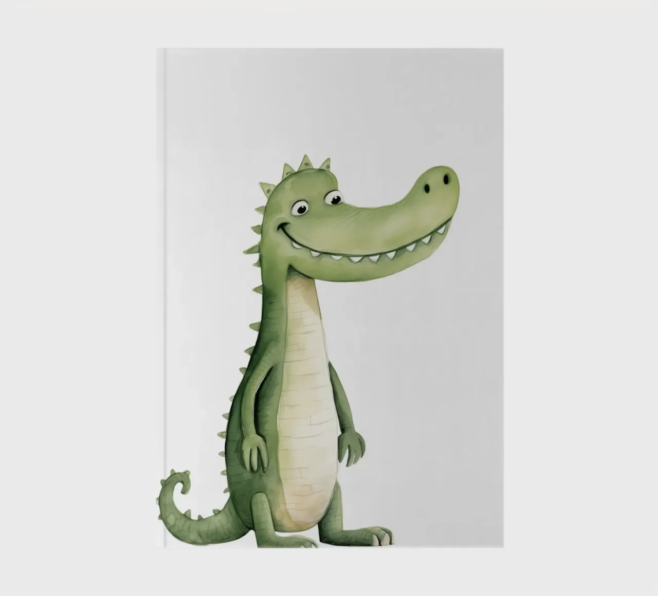 Smiling Alligator Watercolor Art Print - Whimsical Kids Deco notebook by ClubArt