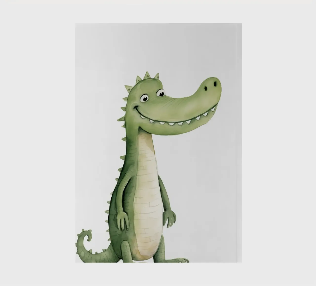 Smiling Alligator Watercolor Art Print - Whimsical Kids Deco notebook by ClubArt