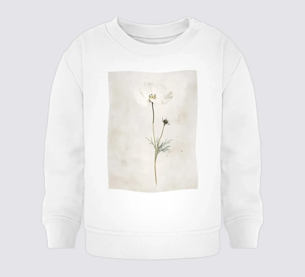 Silent Bloom – White Cosmos felpa neonato da michi