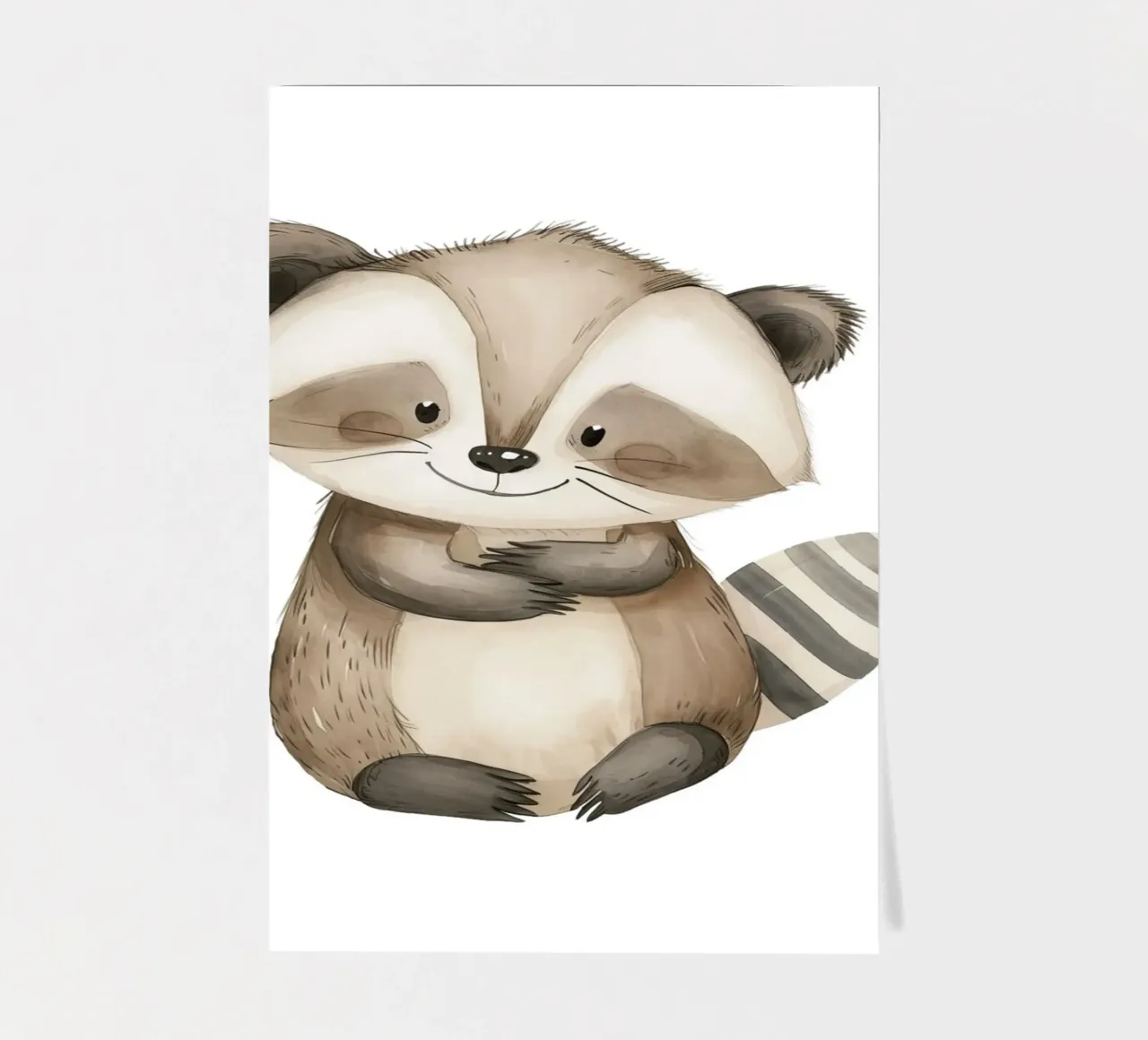 Cute Raccoon Watercolor Print - Woodland Nursery & Kids Room sticker sheet by ClubArt