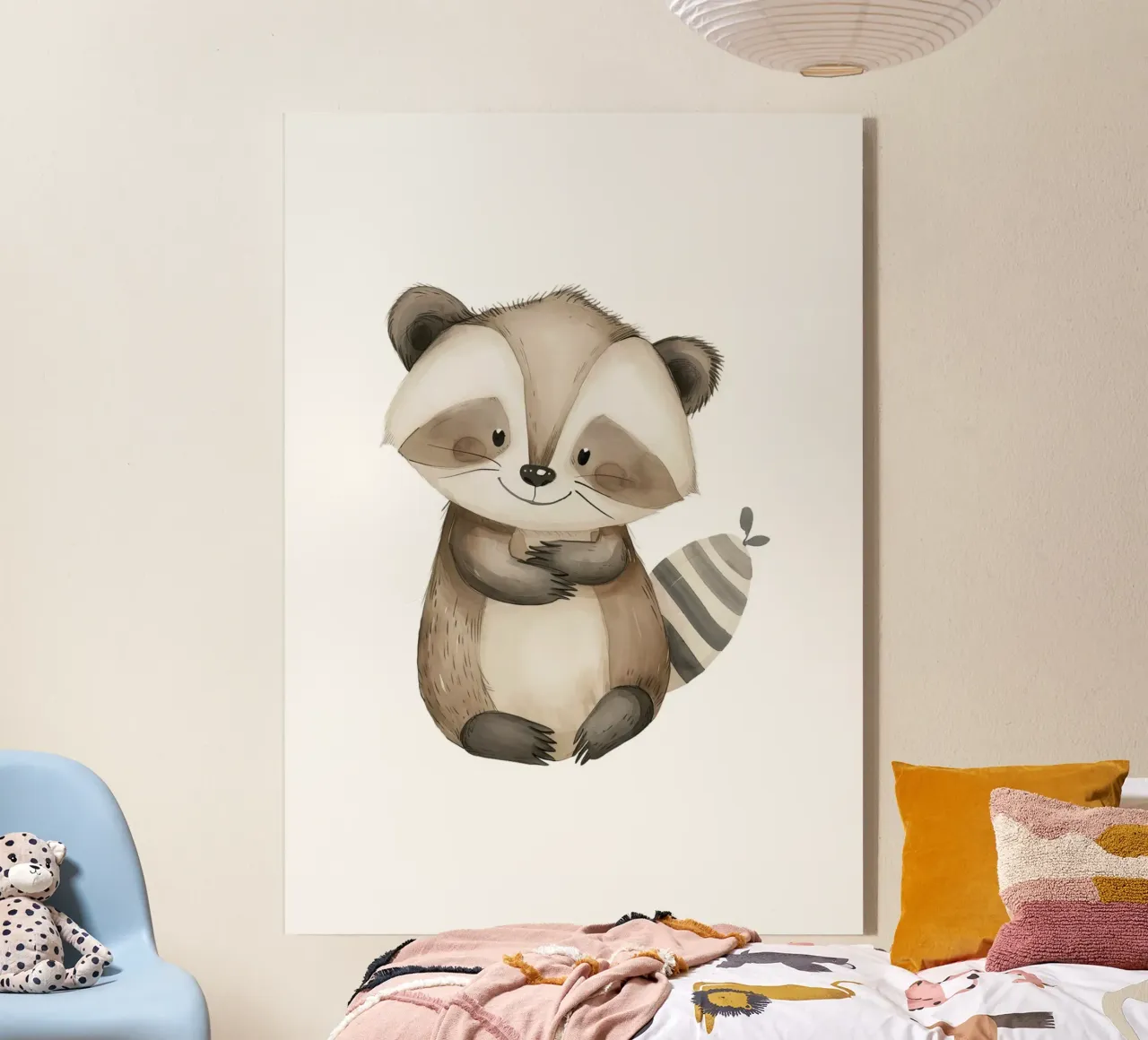 Cute Raccoon Watercolor Print - Woodland Nursery & Kids Room acrylic glass by ClubArt