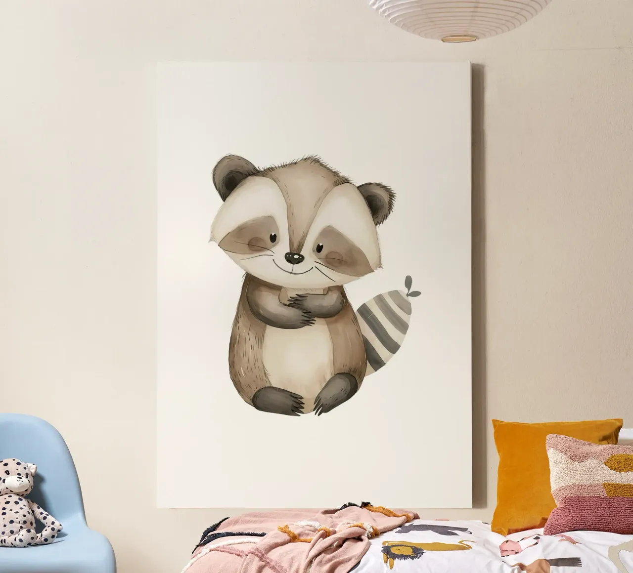 Cute Raccoon Watercolor Print - Woodland Nursery & Kids Room canvas by ClubArt