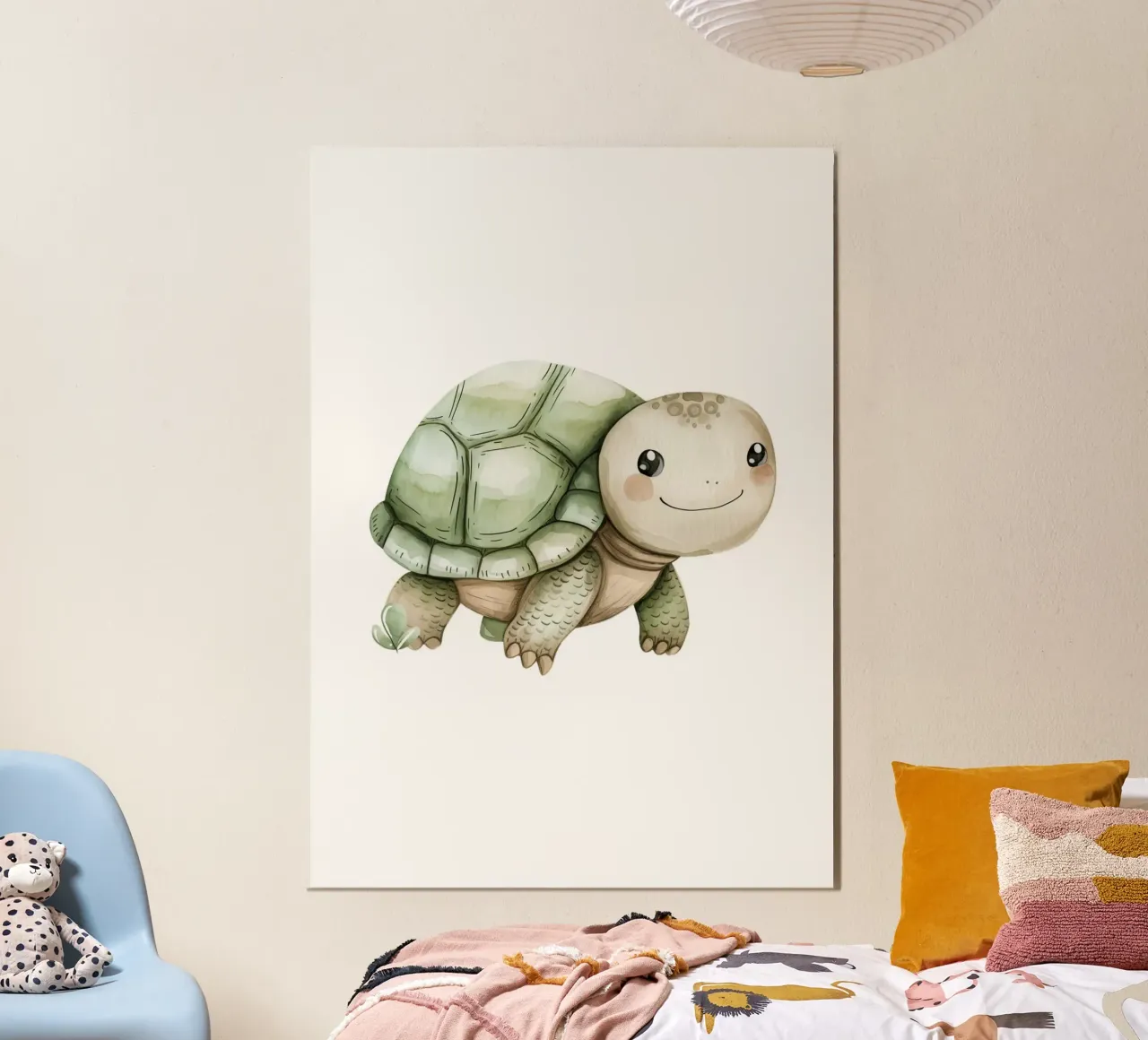 Cute Baby Turtle Watercolor Print - Ocean Nursery Decor alu-dibond by ClubArt