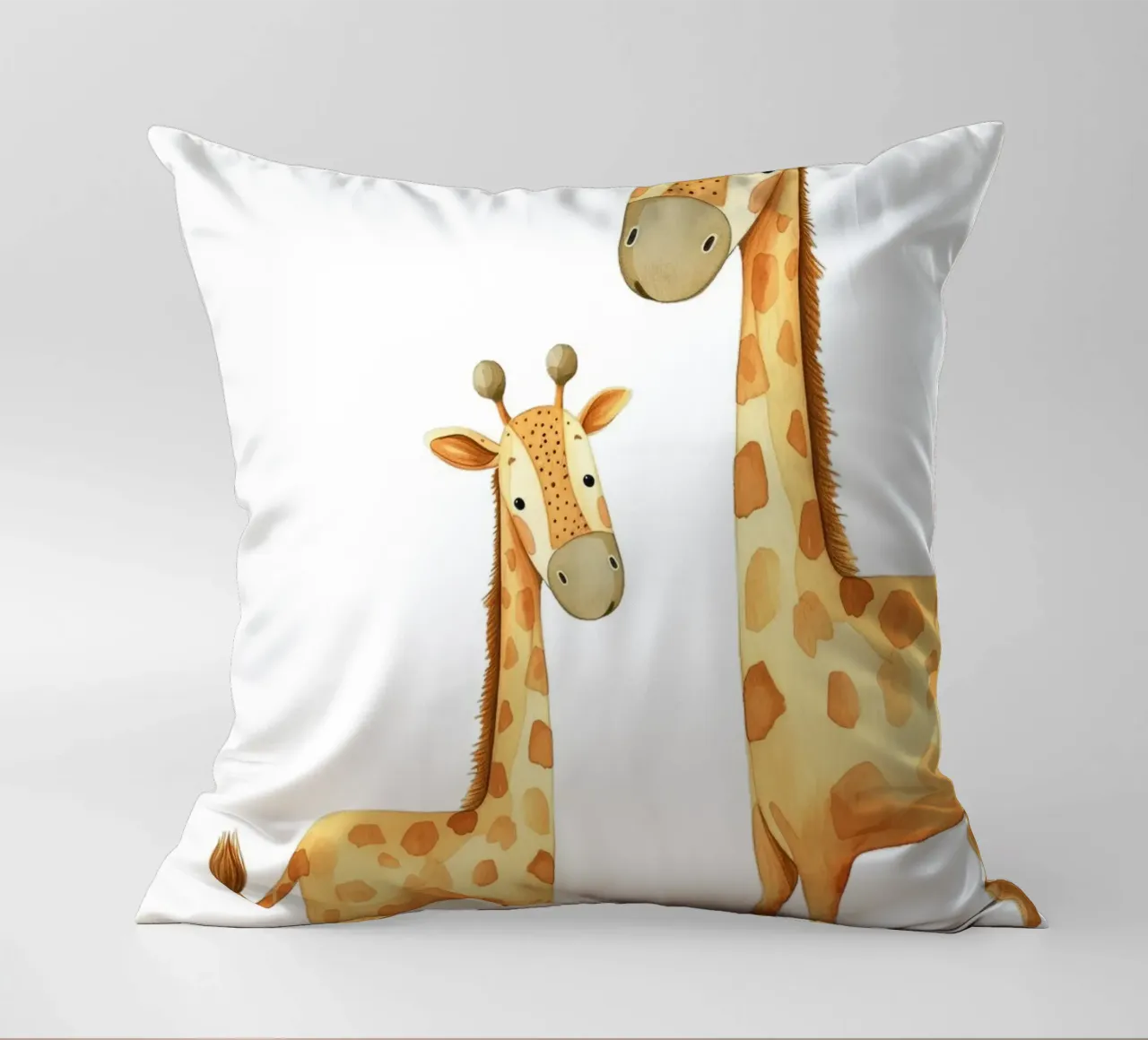 Acquerello madre e bambino di giraffa - Stampa vivaio Safari cuscino da ClubArt