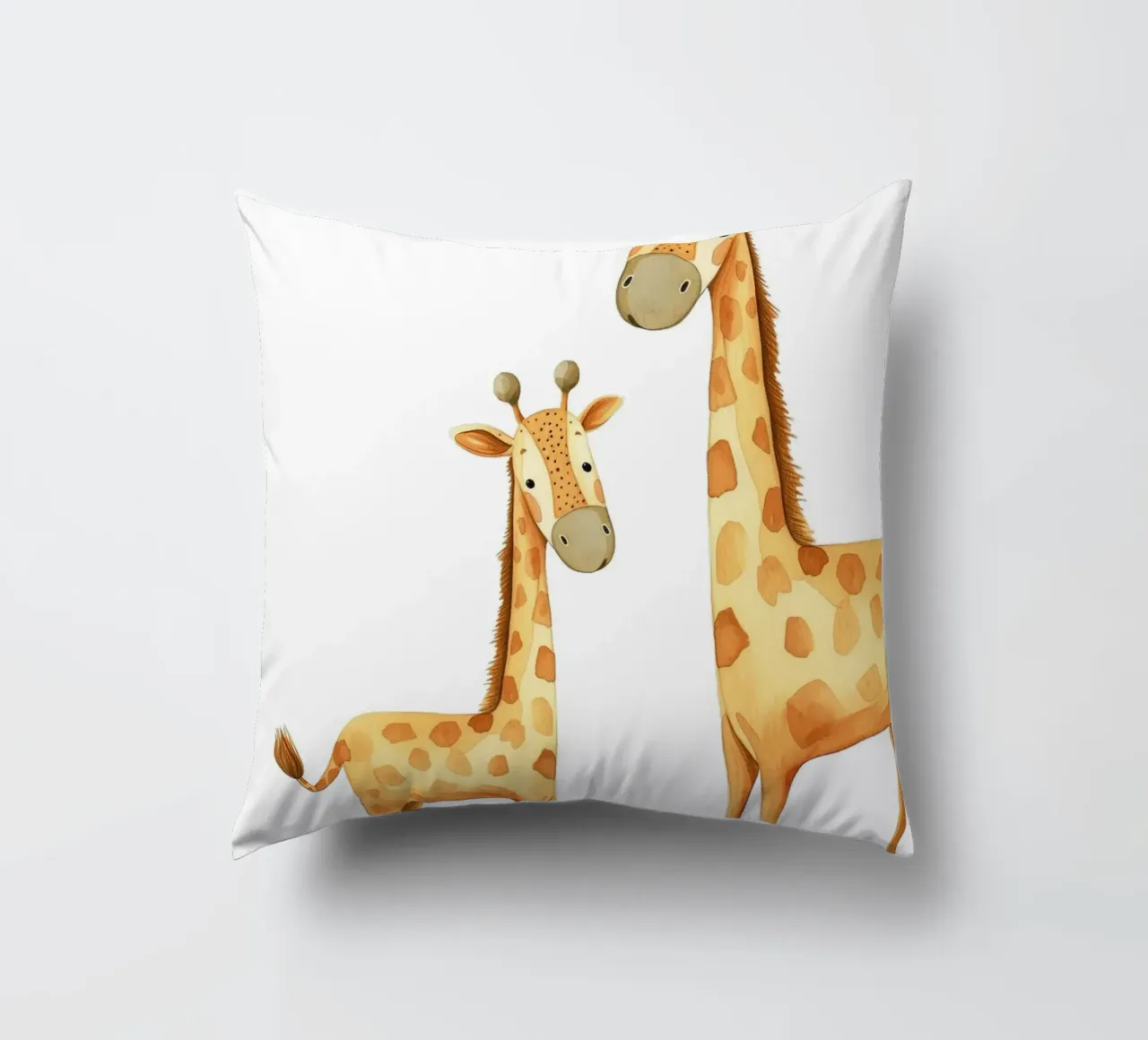 Acquerello madre e bambino di giraffa - Stampa vivaio Safari cuscino da ClubArt