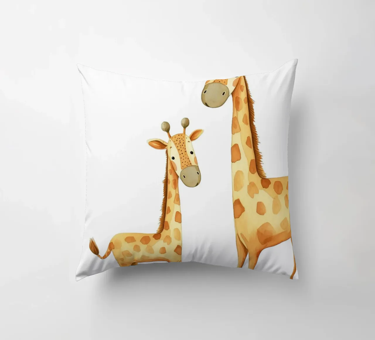Acquerello madre e bambino di giraffa - Stampa vivaio Safari cuscino da ClubArt