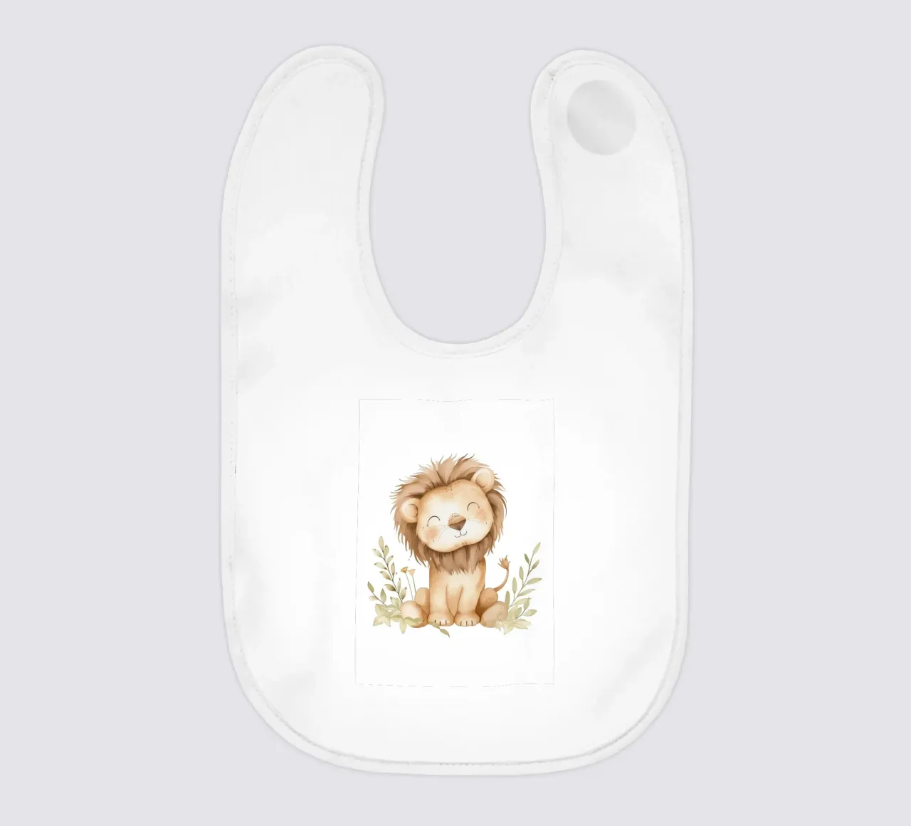Stampa acquerellata di un leone sorridente - Vivaio Boho Safari bavaglino da ClubArt