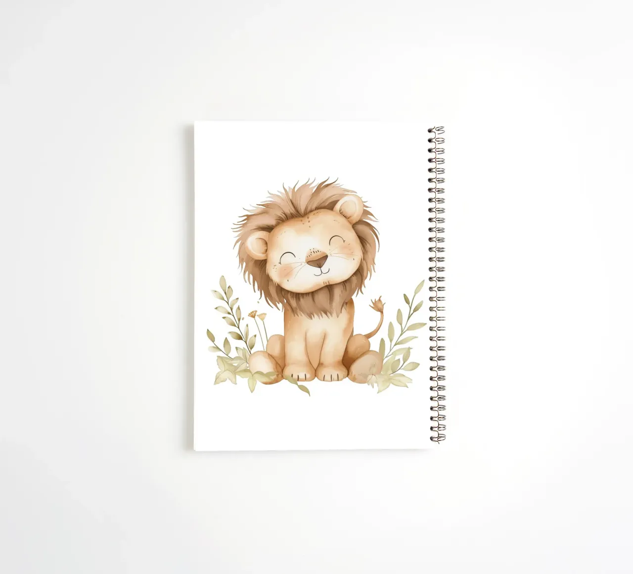 Smiling Baby Lion Watercolor Print - Boho Safari Nursery spiral notebook by ClubArt