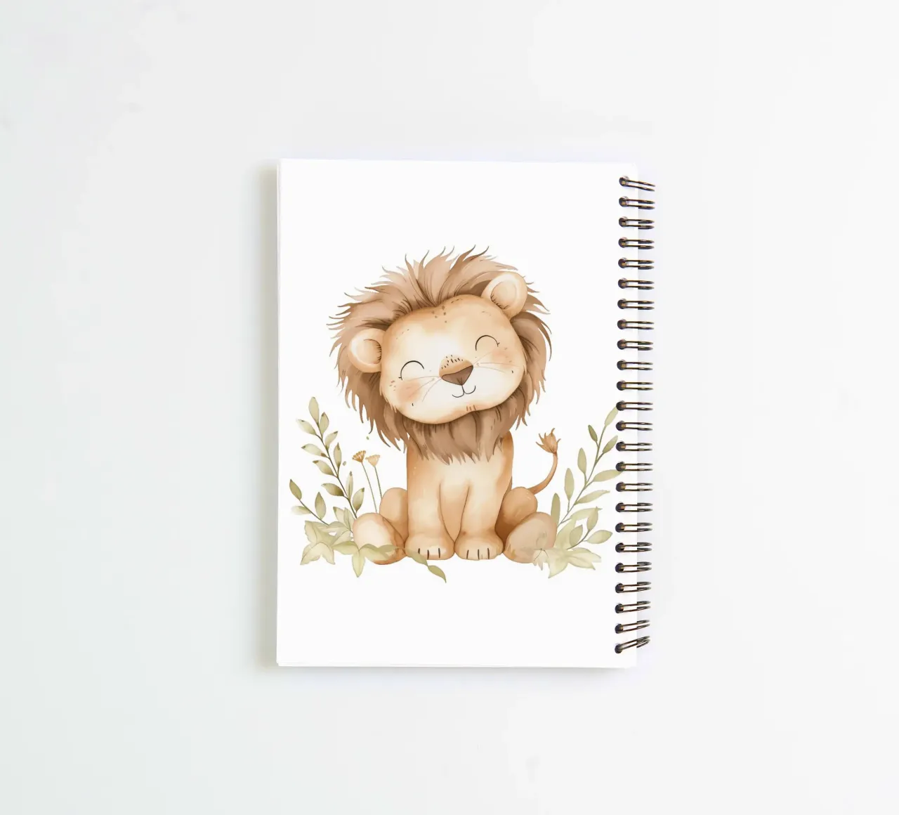 Smiling Baby Lion Watercolor Print - Boho Safari Nursery spiral notebook by ClubArt