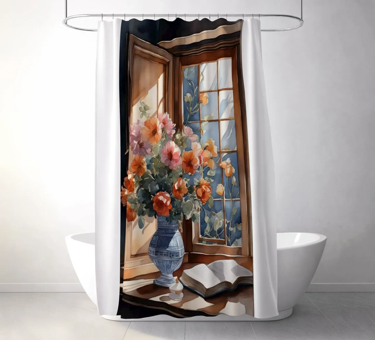 wooden window frame home decor claude monet shower curtain by belong shop