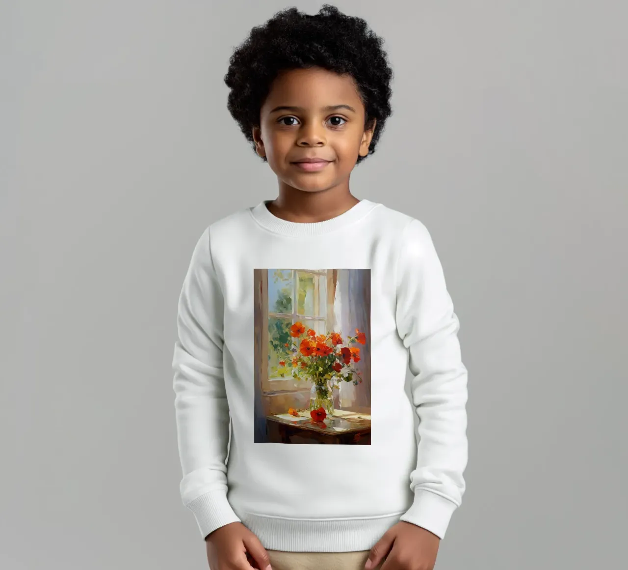 claude monet vaso di vetro a fiori rossi felpa bambino da belong shop