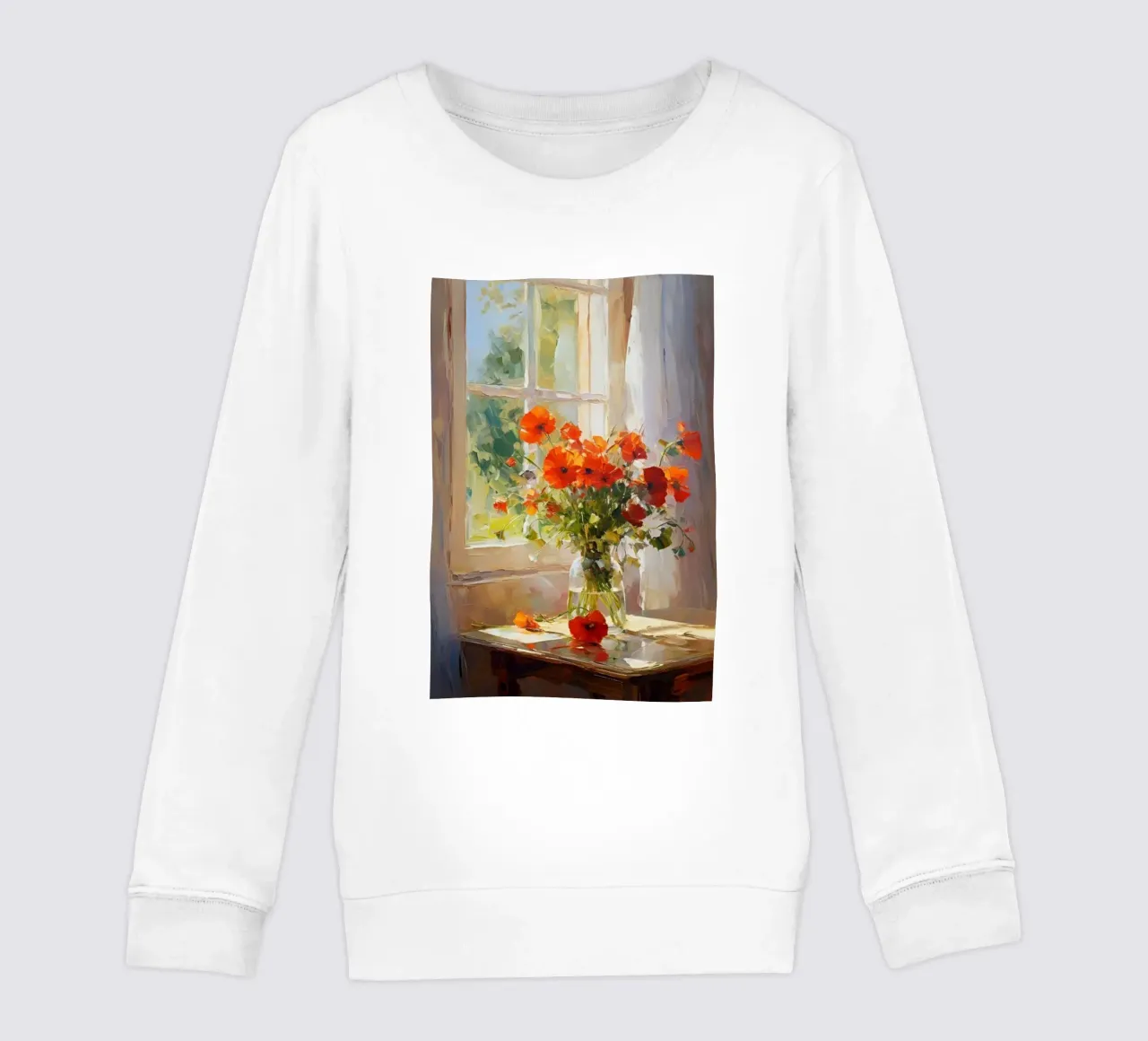 claude monet vaso di vetro a fiori rossi felpa bambino da belong shop