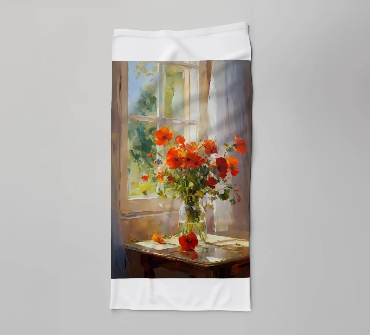 claude monet vaso di vetro a fiori rossi asciugamano da bagno da belong shop
