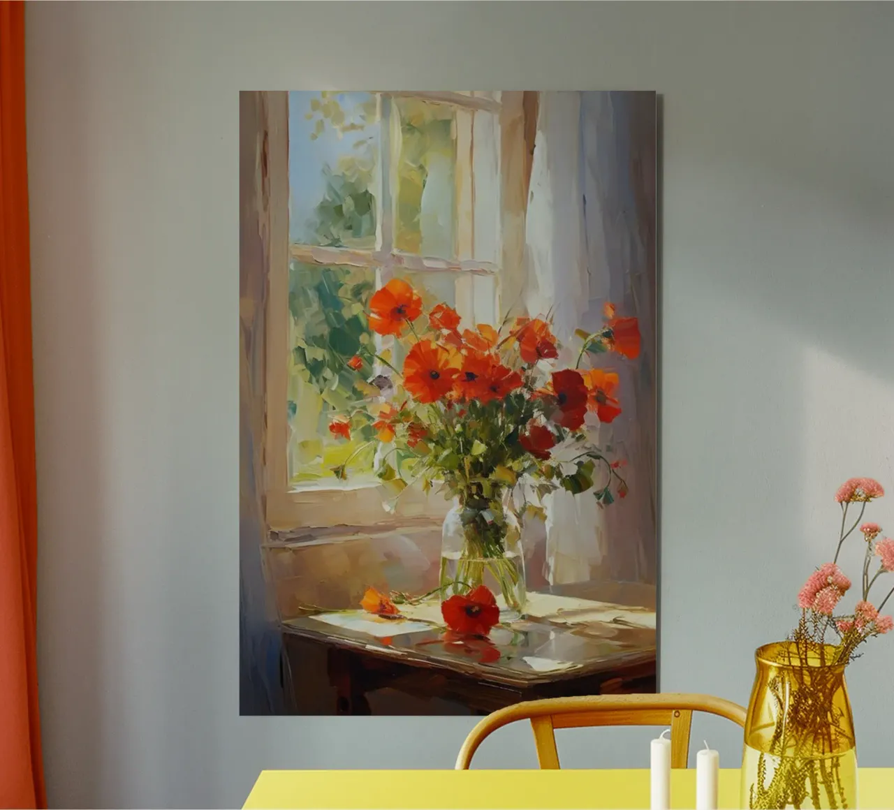 claude monet vaso di vetro a fiori rossi alluminio dibond da belong shop