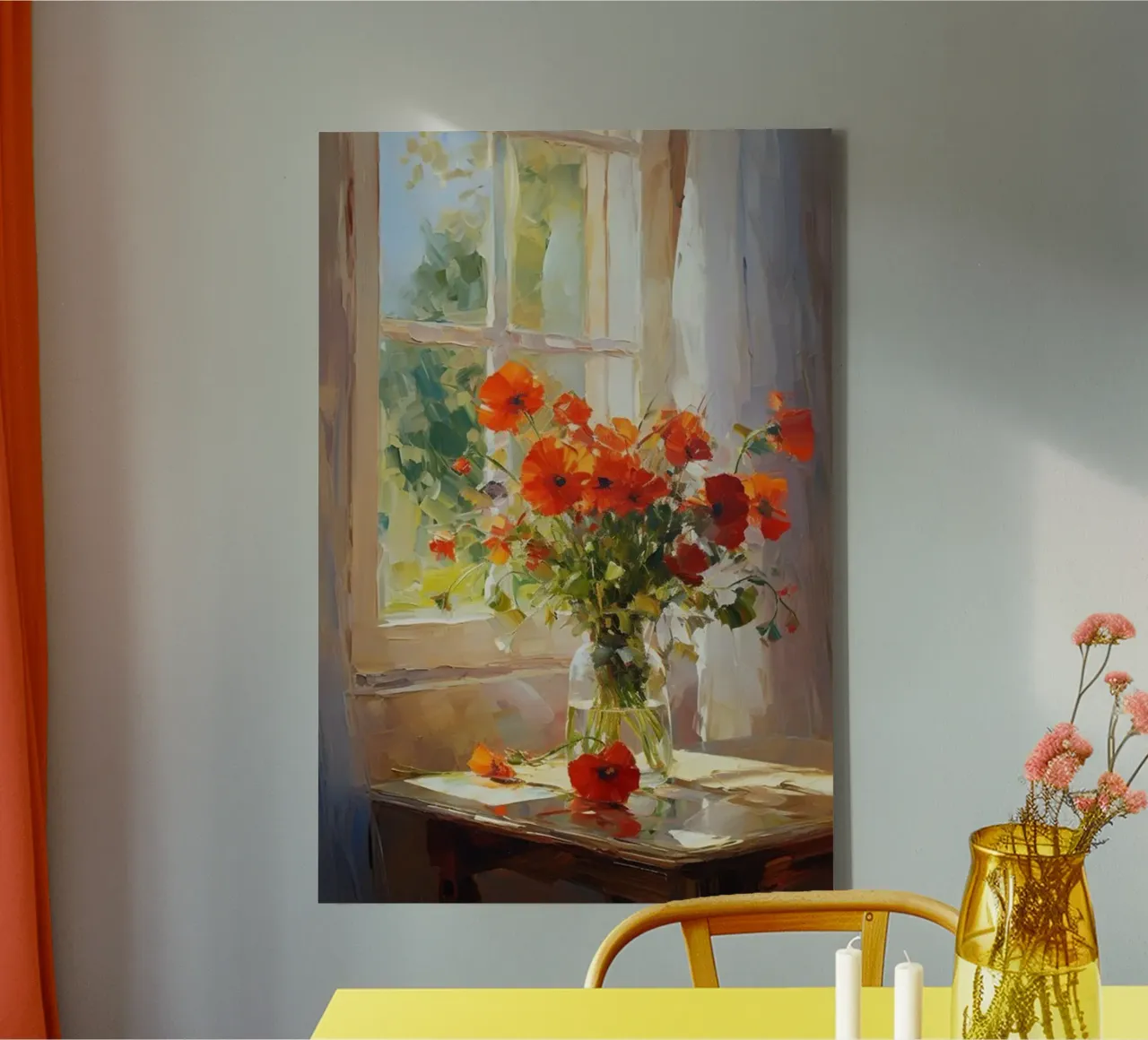 claude monet red flower glass vase canvas by belong shop