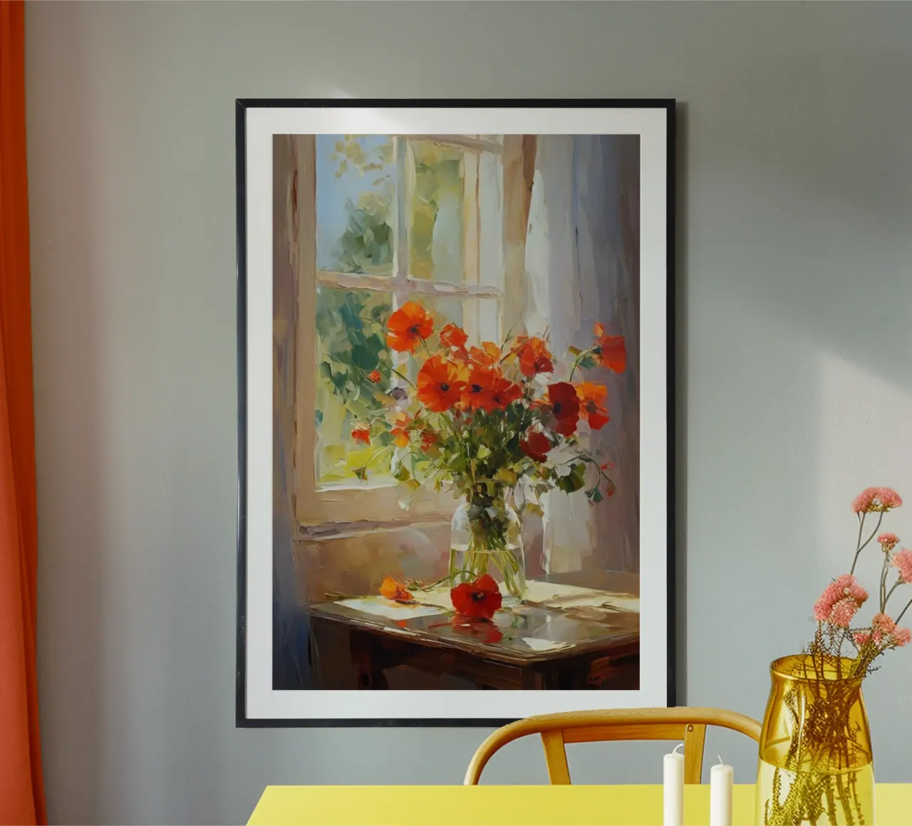 claude monet vaso di vetro a fiori rossi carta hahnemühle da belong shop