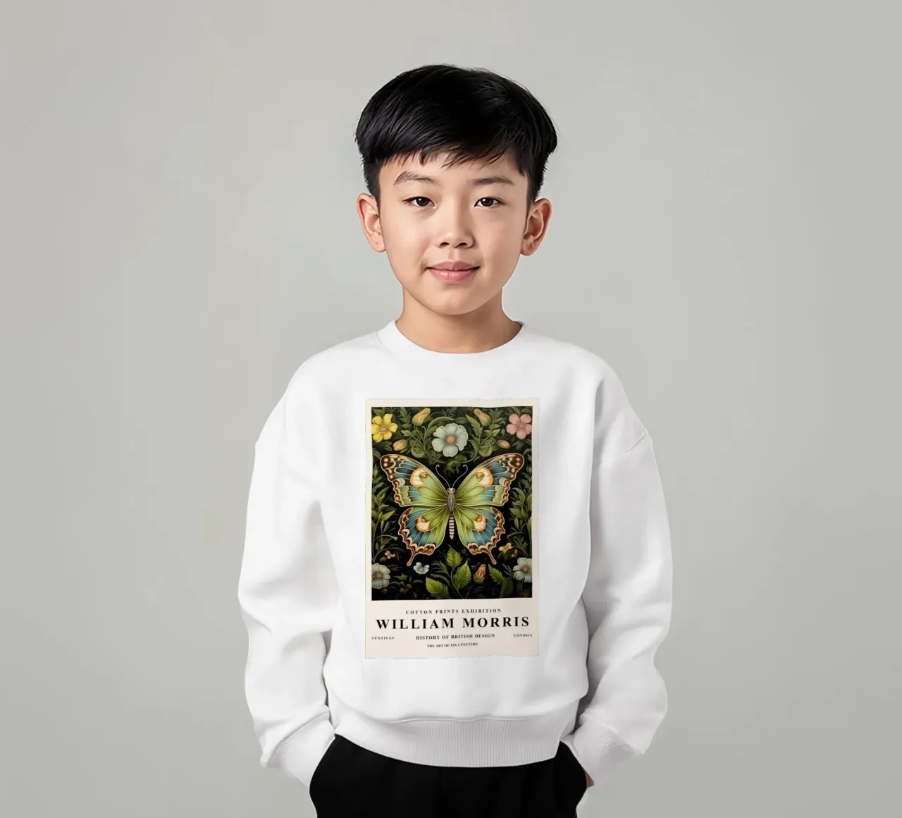 beautiful green butterfly william morris kids sweatshirt by komo store
