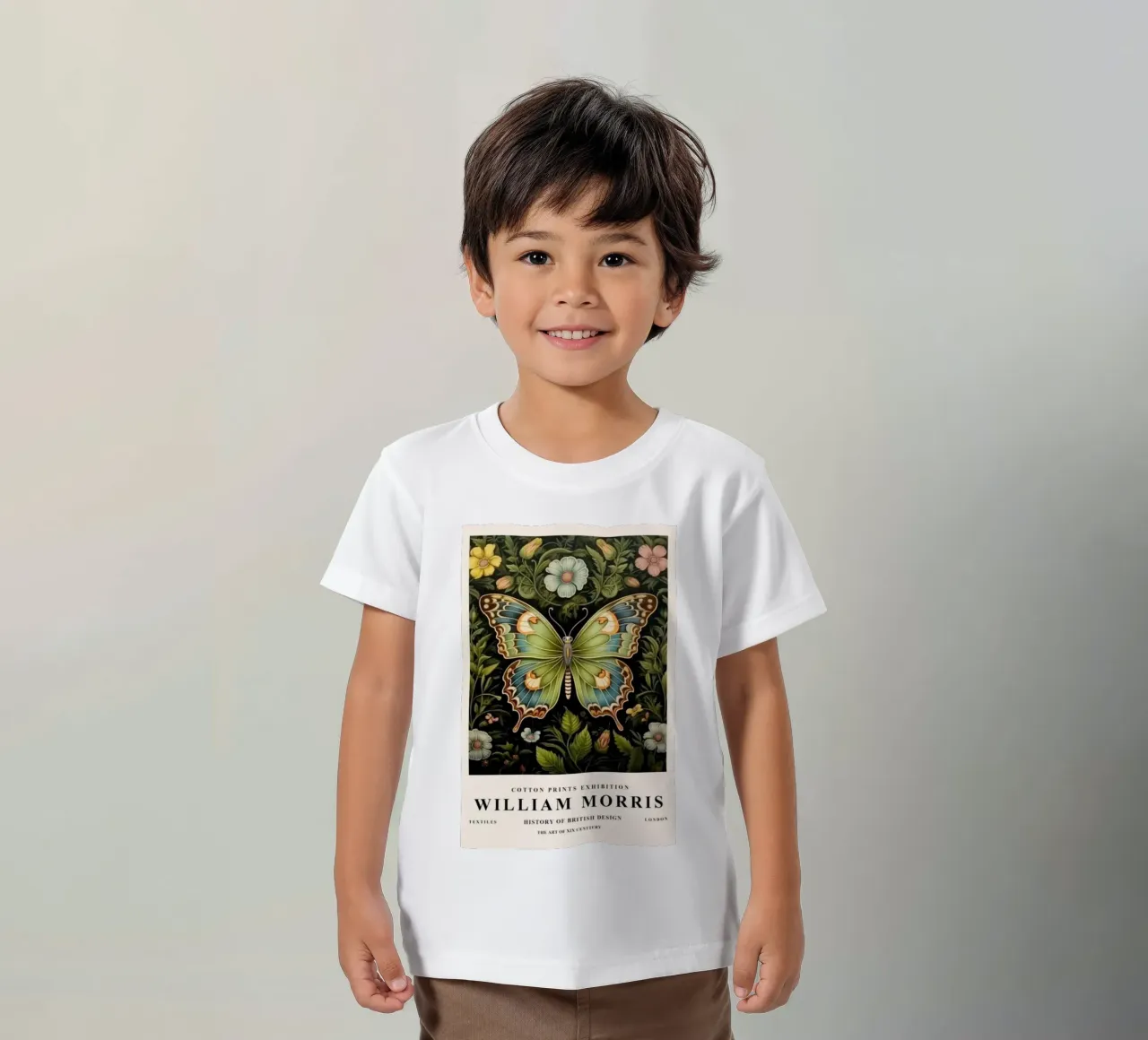 beautiful green butterfly william morris kids t-shirt by komo store