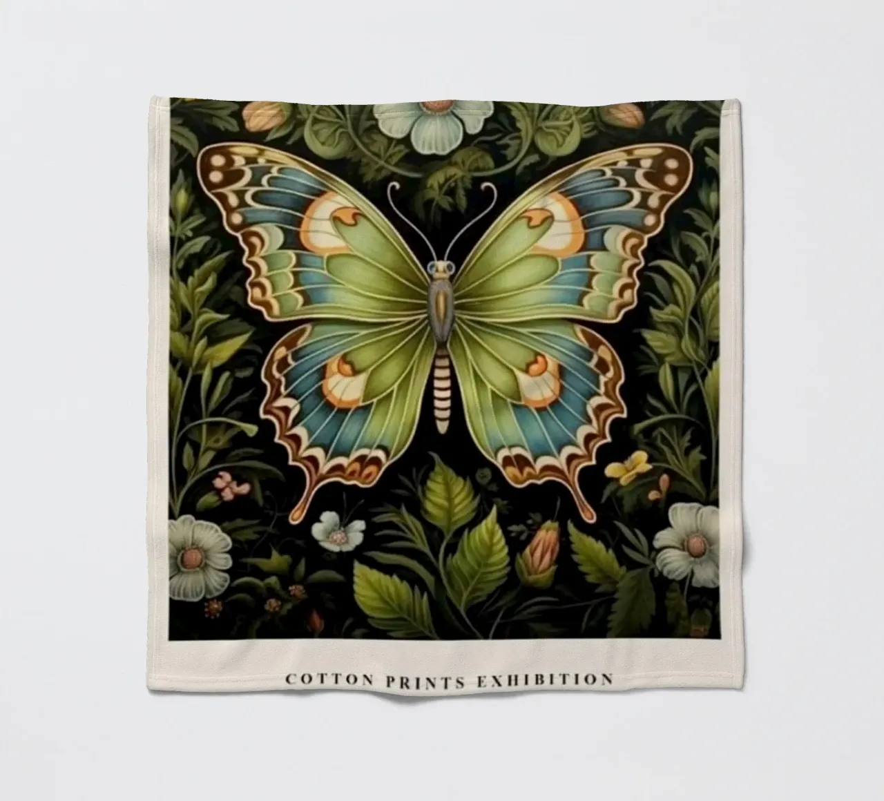 beautiful green butterfly william morris fleece blanket by komo store