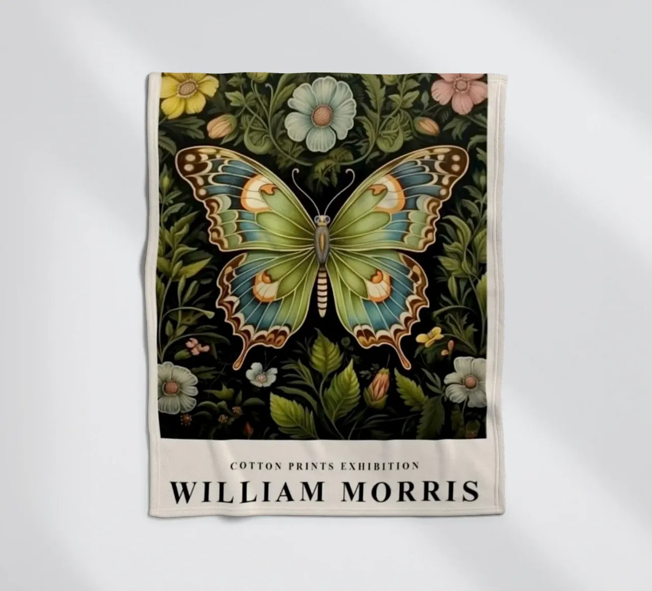 beautiful green butterfly william morris fleece blanket by komo store