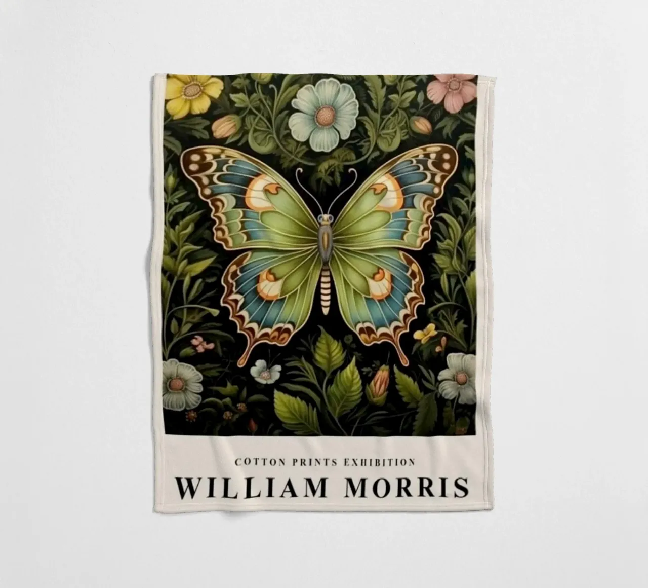 beautiful green butterfly william morris fleece blanket by komo store