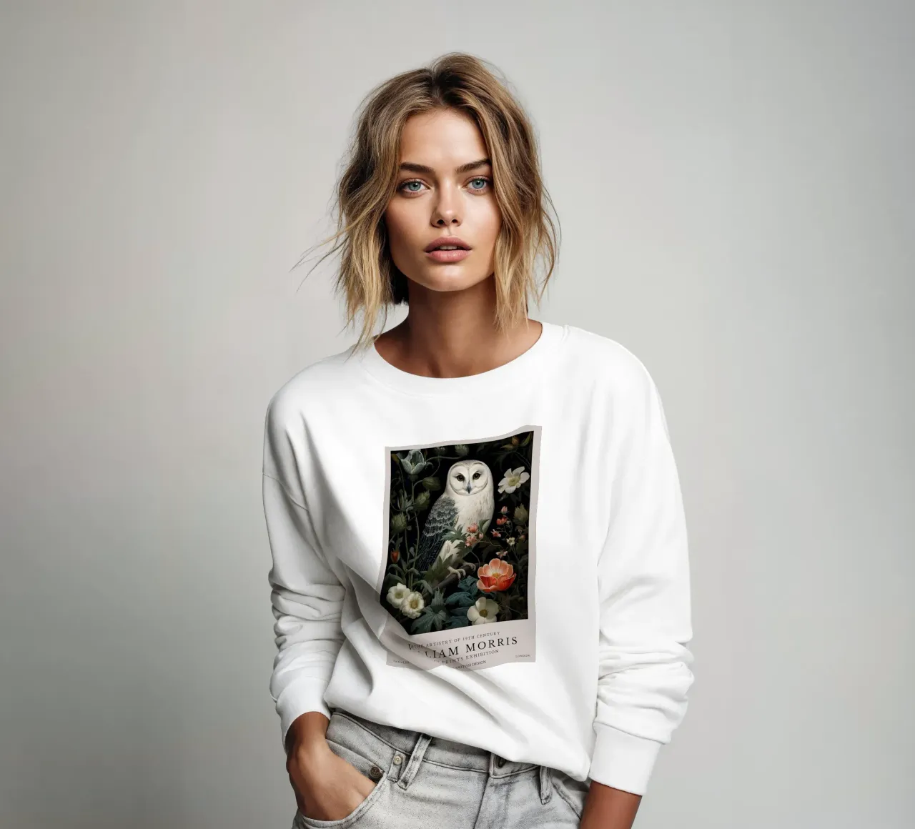 grande gufo bianco william morris felpa da komo store