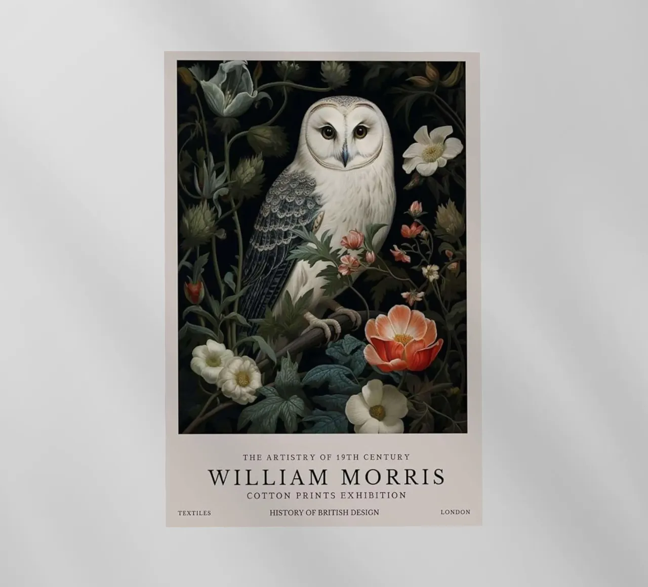 grande gufo bianco william morris pellicola backlit da komo store