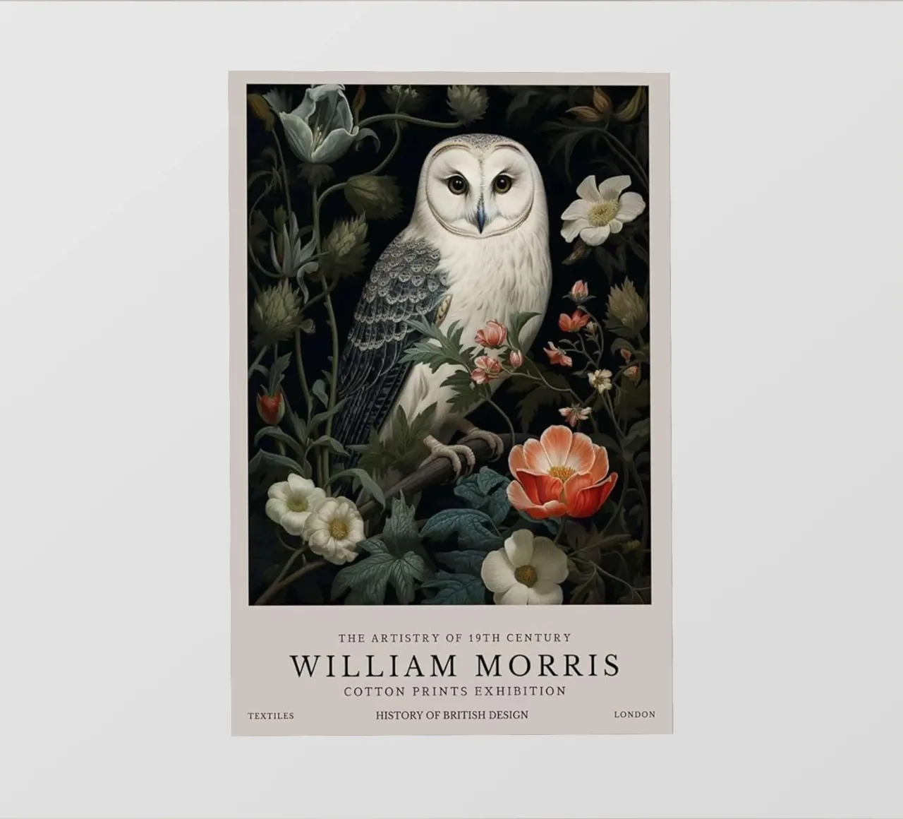 grande gufo bianco william morris pellicola backlit da komo store