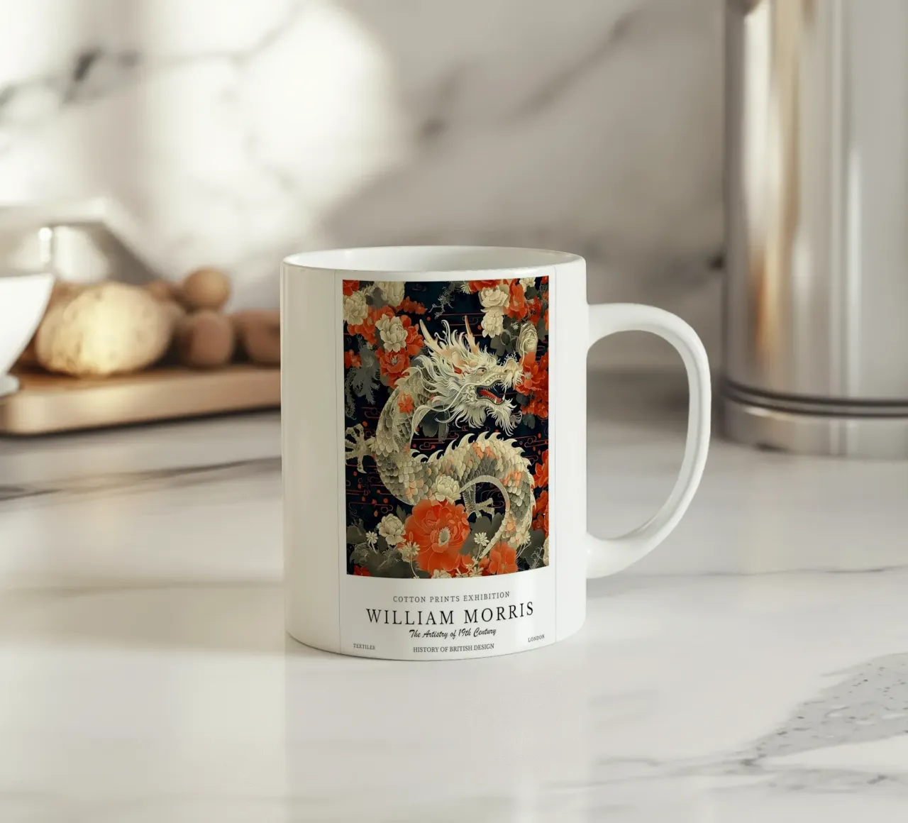 drago dai fiori rossi william morris tazza in ceramica da komo store
